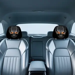 Flame Skull Car Seat Headrest Covers, Cool Design for Driver & Passenger Seats, Enhance Interior Decor, Trendy Accessory for Stylish Drivers, Car Seat Decorative