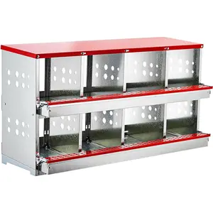 Garvee Nesting Boxes for Laying Eggs, 8 Compartment Roll Out Away Nesting Boxes for Hens, Nesting Gift Metal Boxes for Chickens Duck Poultry, Heavy Duty Chicken Coop with Perch