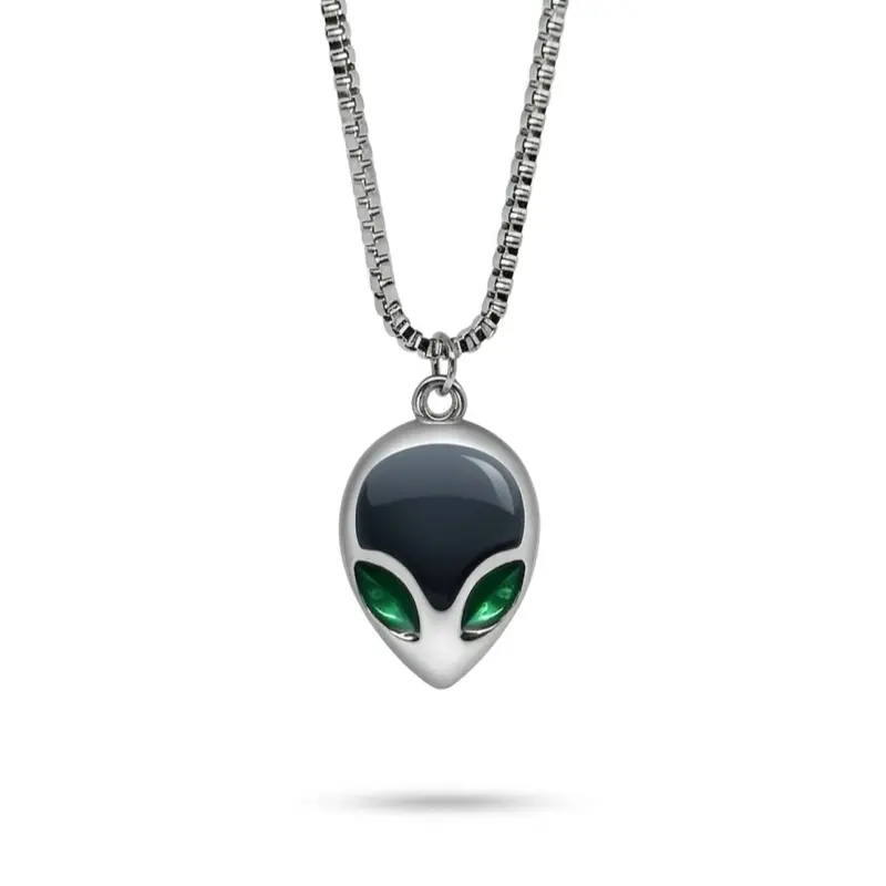 ASTRAL FATE - “Eye See You” Alien Necklace - A+ Grade Non-Tarnishing Silver Stainless Steel