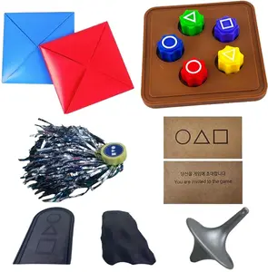 Squid Game Inspiration Source, Korean Folk Game Set, Including Traditional Game Series: Jebi Kicks,Gong Gi,Biseokchigi,Paeng-y,DDAKJI, Suitable for Family and Travel Games Low end version squid game