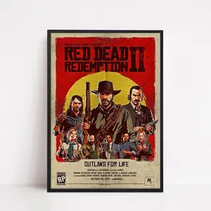 Red Dead Redemption Poster - RDR 2 Poster - Video Game Poster - Game Room Decor - Video Game Decor Gift - Gift for Him