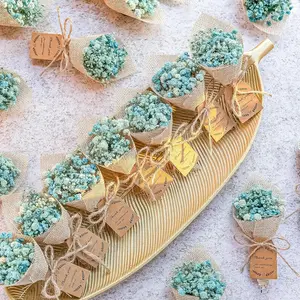 20-Piece set Mini Magnet Dried Flowers Bouquet for Rustic Wedding Favors,Baby Shower Party Favors for Guests,Bridal Shower Party Gifts,Baptism Favors,Thank You Favor. (Blue)