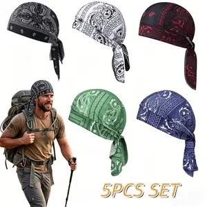 Paisley Cooling Headscarf Cap Set, Motorcycle Pirate Head Wrap Safety Helmet Liner, Elastic Fit Hand Washable Multifunctional Outdoor Headwear for Athletes & Outdoor Enthusiasts Multicolor