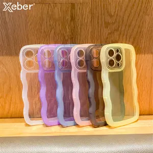 Cute Wavy Curly Clear Phone Case For iPhone 16 15 Pro Max 14 13 12 11 XS XR X 7 8 Plus Mini Candy Soft Silicone Shockproof Cover Screen Protector Protection Protective Cellphone Casing Smartphone Transparent