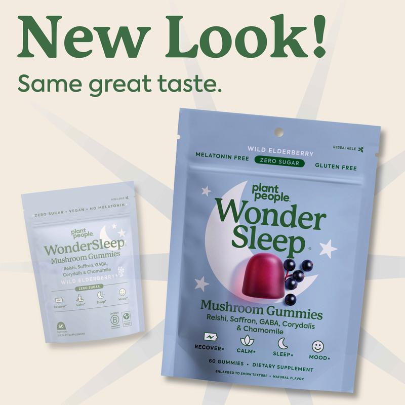WonderSleep Mushroom Gummies by Plant People - Sugar Free, Melatonin Free, All Natural Sleep Gummy Supplement Healthcare Dietary