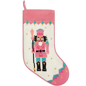 Pink Nutcracker Embroidered Stocking