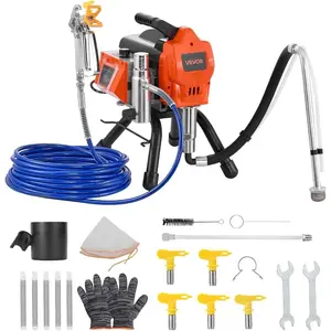VEVOR Stand Airless Paint Sprayer, 900W, 3300PSI High Pressure Airless Sprayer, Cleaning Brush, Hose, Extension Rod, Nozzles, Electric Spray Paint Machine for Interior or Exterior of House, FenceVEVOR Super Brand Day