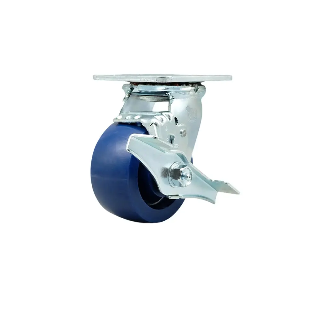 Service Caster SCC-30CS420-SPUR-TLB Solid Polyurethane Swivel Top Plate Heavy Duty Caster with 4 in. Wheel & Top Lock Brake - 700 lbs Capacity per Caster