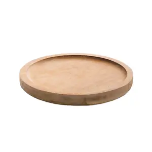 Acacia Wood and Glass Bath Accessories, Circular Tray