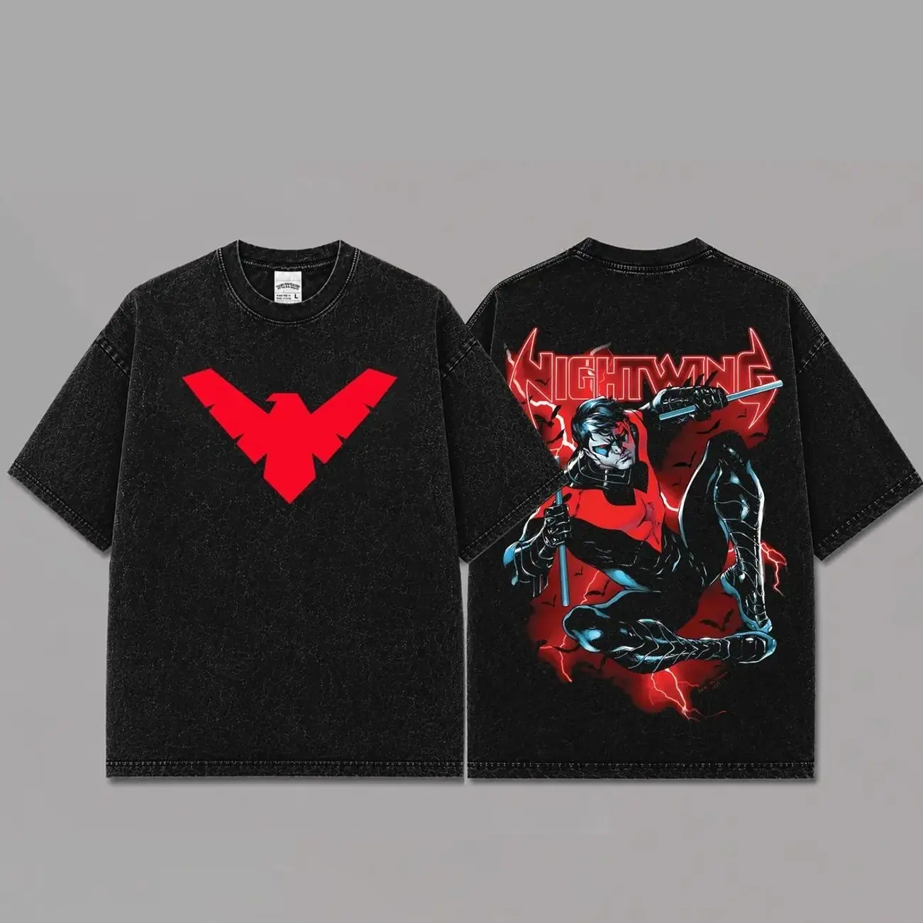 Ver 3 Nightwing Inspired Oversized Black Graphic T-Shirt, Vintage Movie Actor Fan Tee, The Robin Shirt, Y2K Comic Style Streetwear Top, Black Cotton Unisex Tee, Retro Superhero Inspired Shirt, Gift for Movie Fans CTP