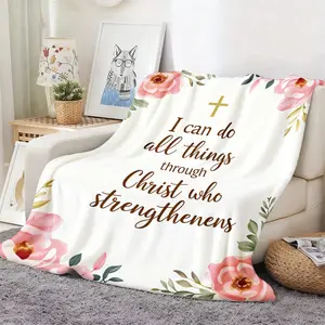 Soft Cozy Flannel Bible Verse& Scripture Blanket- Bedspread Suitable for, Machine Washable Bedspread for Sofa, Camping, Bed- Comfortable Gift for, Spiritual Reading Bedspread,