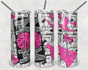 Cheer Mom Tumbler, Cheer Mom Gift, Pink Cheer Mom Cup, 20 oz. Stainless Steel Tumbler - Skinny Tumbler 20oz, Gift for Christmas, Gift for New Year, Best Gift