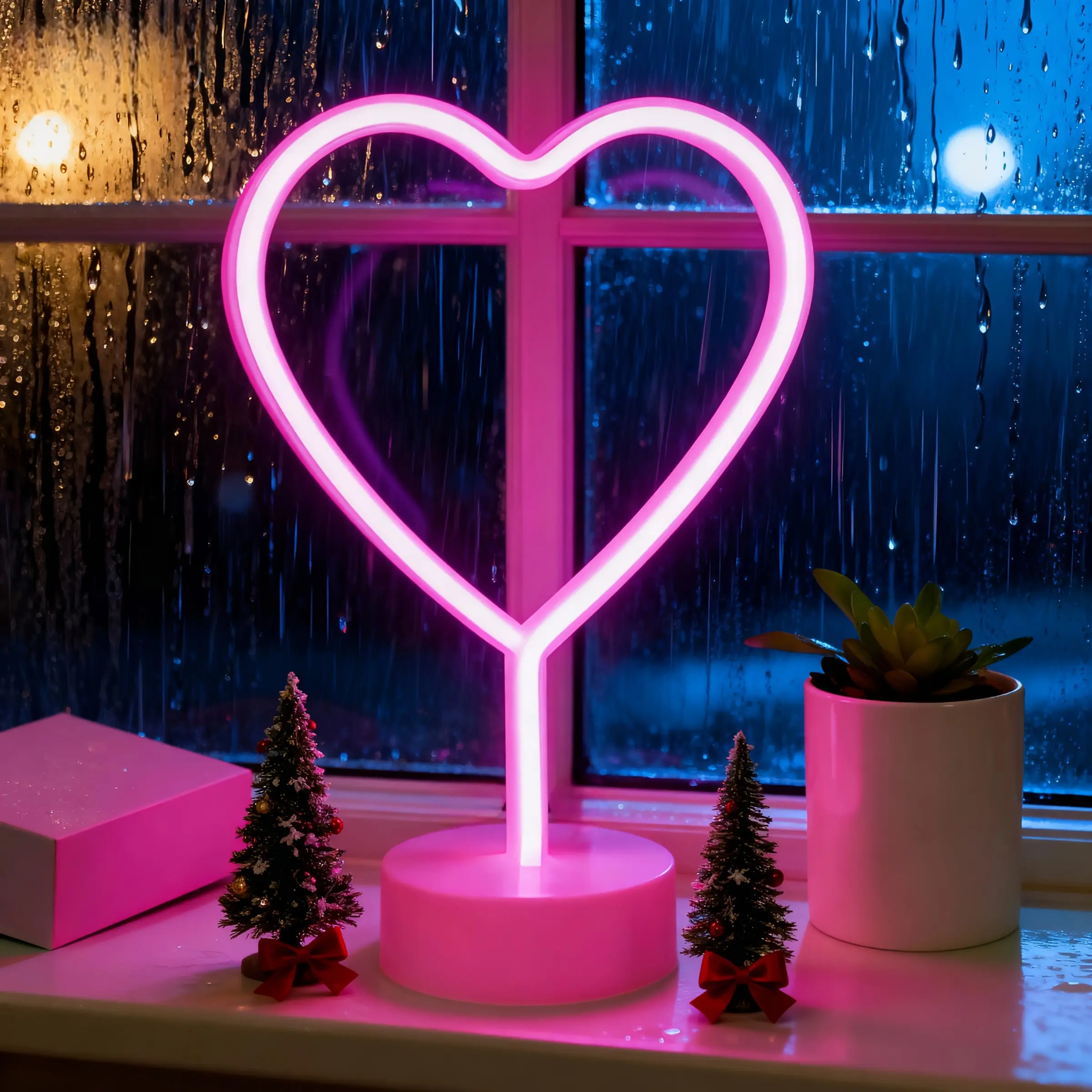 Heart-Shaped Neon Light LED Battery or USB Powered Decorative Lamp, Mother's Day Valentine's Gift, Bedroom Wedding Party Room Decoration, Decorative Night Light
