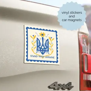 Stand with Ukraine Vinyl Decals/Car Magnets, Pro-Zelensky, Pro-Democracy Bumper Sticker, Anti-Trump, Anti-Putin, Anti-Dictator Laptop Decal