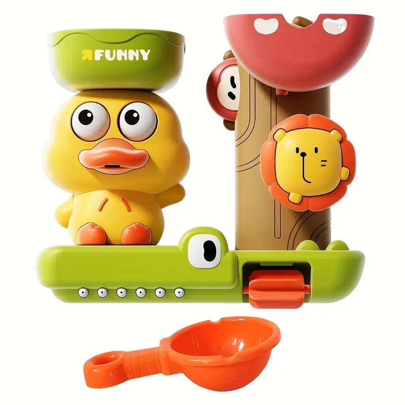 Cute Duck Design Water Toy with Spin Suction Cup - Spraying & Rotating Feature,Multifunctional Interactive Tub Toy, Kids Gift