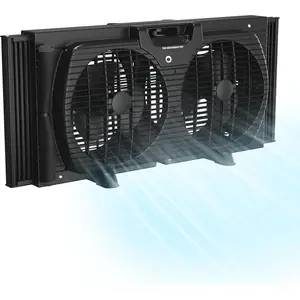 Window Fan for Bedroom, 9 inch 3 Speed Dual Fans with Auto-Locking Expanders, Window Exhaust Fan, Removeable  Screen, Black