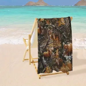 Beach Towel Quick-drying Camo Beach Towel Hunting Deer Bear, Aldult Quick Dry Camping Bath Towel, Absorbent Thin Lightweight Beach Blanket for Sports Travel Pool Swimming Bathroom 30 x 60
