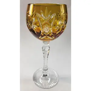 Cut to clear amber glass tall hock Imperial grapes