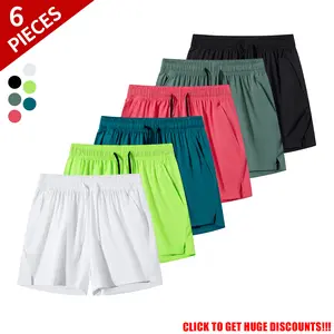 Men’s 6-pack quick-dry athletic shorts, menswear, slim fit solid color breathable style, zippered pockets, drawstring waist, multiple, suitable for gym and everyday outdoor wear