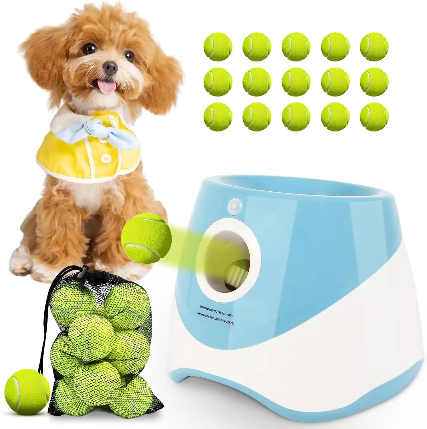 Dog Automatic Ball Launcher - Indoor Interactive Fetch Machine, Blue Pet Supply Toy