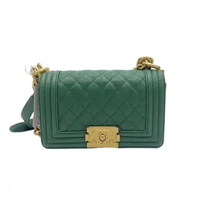 Pre-owned CHANEL h7 Rolex Green Small Caviar Le Boy Crossbody Bag 61663