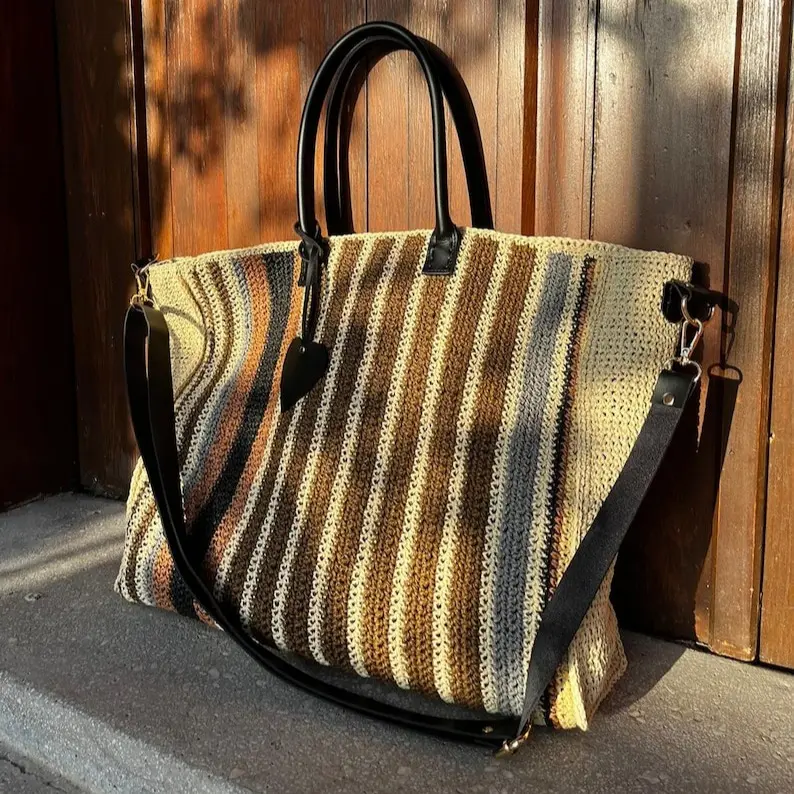 Summer Shoulder Bag,Knitted Colour Bag Crochet Bag Big Knitted Bag Straw Summer Bag Raffia bag,autumn colors.
