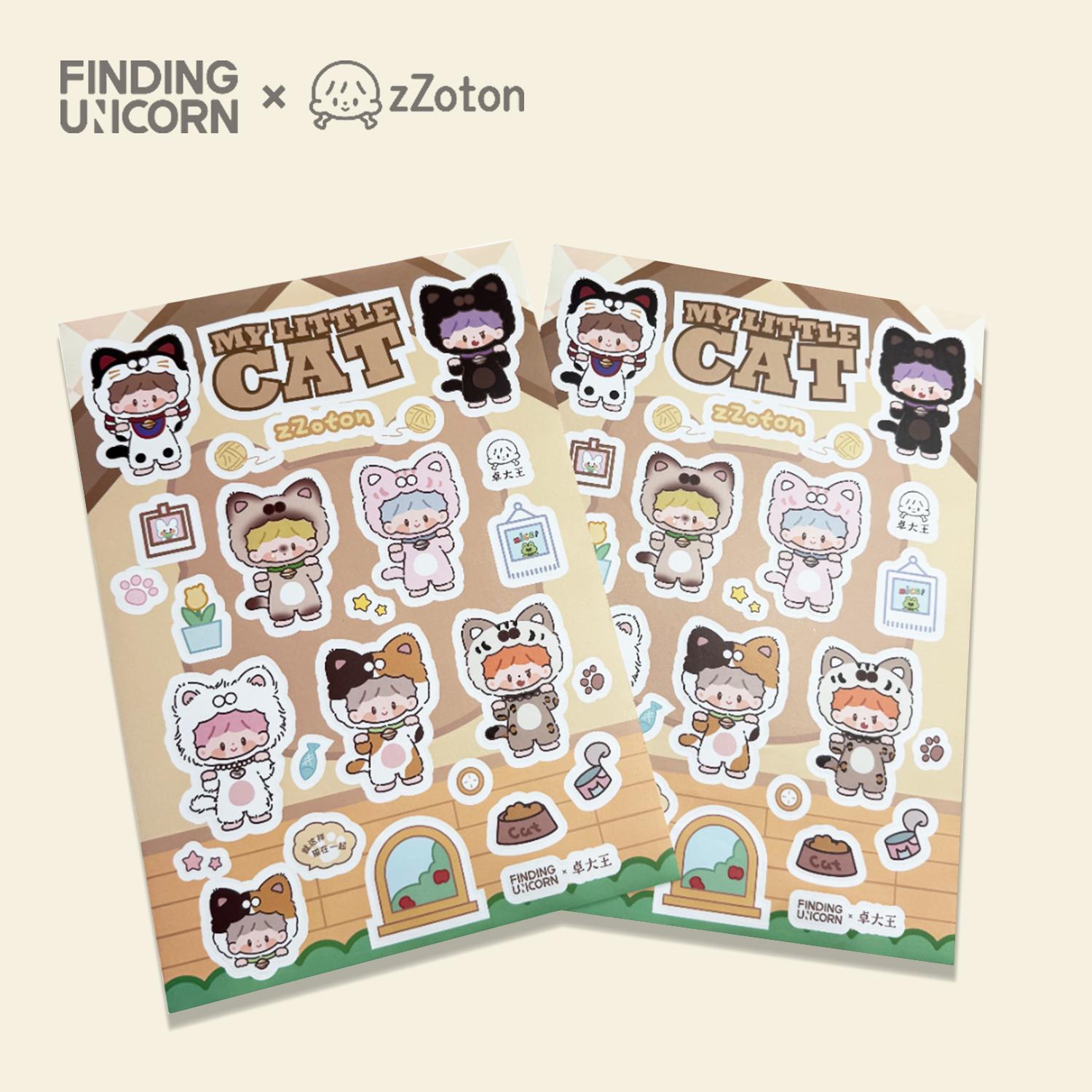 【 Gift Only】[FINDING UNICORN]  zZoton My Little Cat Stickers Cute Figures Desktop Ornament Collectible Toys Birthday Gifts