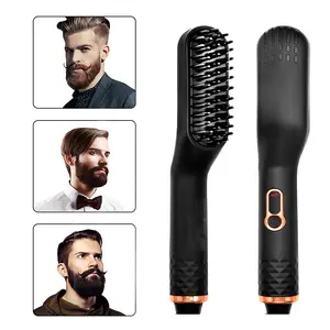 Beard Straightener w/Beard Oil & Balm & Guide E-Book,Upgraded 3 in 1 Hair Straightener Brush Beard Straightening Comb,Unique Stocking Stuffers Gifts for Men Him Dad Husband Birthday Christmas Gifts