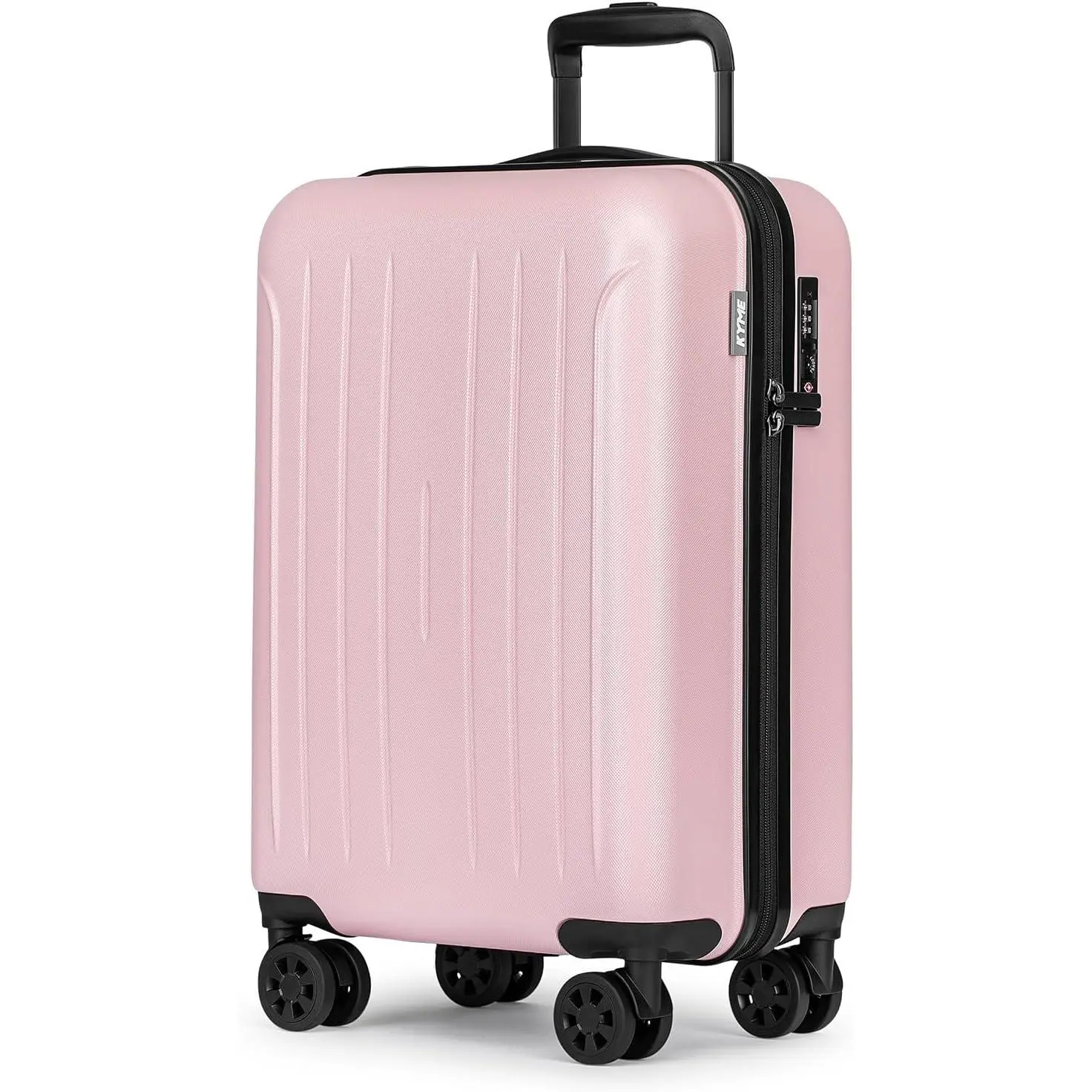 Suitcase Hardshell With Double Spinner Wheels, PC+ABS TSA Lock Travel Luggage (Pink, 20" Carry On)