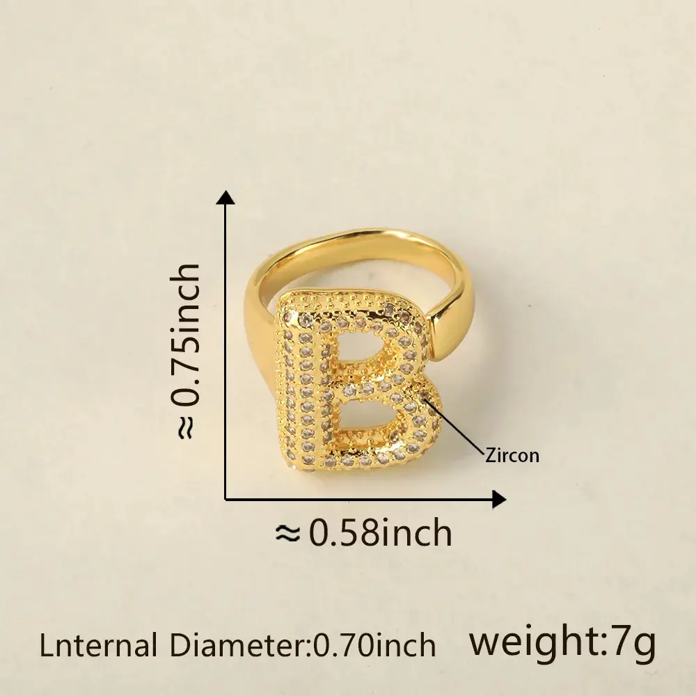 26 Letter Open-Ended Zircon Ring Minimalist Series Gift For Friends Elegant Gold Tone Jewelry name 26 Letter Open-Ended Zircon Ring Minimalist Series Gift For Friends Elegant Gold Tone Jewelry name