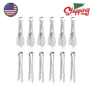 12 Pack Premium Small Serving Tongs, Mini Stainless Steel Appetizer Tongs, 5Inch,5.2Inch(12.7cm)