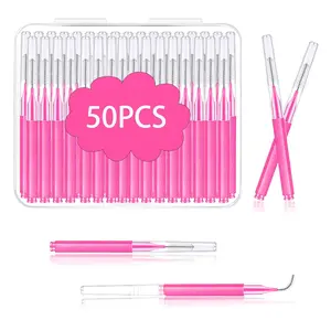Micro Eyebrow Brush Set with Cap 50Pcs Eyelash Spoolies Comb Brow Lamination Brush Mini Spoolie For Eyelash Extensions Lash Lift Tools