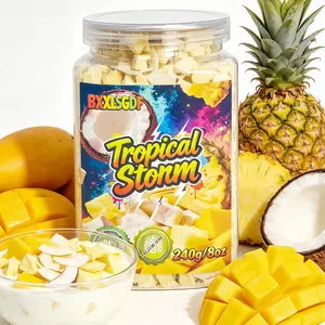 Freeze Dried Tropical Fruit Mix 8oz (240g) – Crunchy Mango, Pineapple & Coconut Chunks, Natural Fruit Snack for Yogurt, Smoothies, Baking & Everyday Snacking