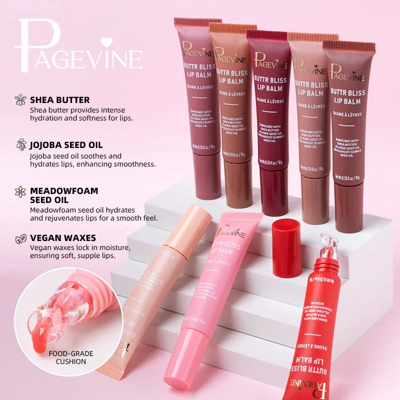 PAGEVINE Peptide Lip Balm & Tinted Lip Glow Oil |   Moisturizing Lip Mask & Plumping Lip Gloss |   Meadowfoam Seed Oil Lip Treatment |   Long Lasting Vegan Lip Hydration, Moisturizer, Cosmetic