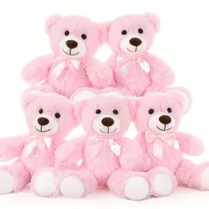 Pink Mini Teddy Bear Plush Toys, Teddy Bear Themed Baby Party Decorations, Ideal Plush Gifts for Kids, Perfect Christmas & Valentine's Day Gifts for Girlfriends