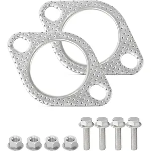 2PCS Exhaust Gasket, Car Accessories Exhaust Flange Gasket, Muffler Gasket, Catalytic Converter Gasket, Exhaust Flange Repair Kit with Bolt & Nut, Fit for Car Truck Replace #120-06310-0002 (2inch)