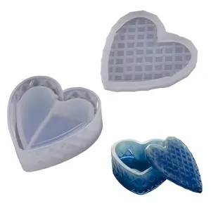 Heart Shaped Jewelry Box Silicone Mold, 1 Count Jewelry Storage Box Resin Mold with Lid, DIY Candle & Soap Making Mold for Home Decoration