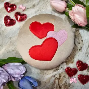 Kawaii Valentine's Day Sugar Cookie Plush | 7 inch Pink & Red Heart Pillow | Break & Bake Cookie
