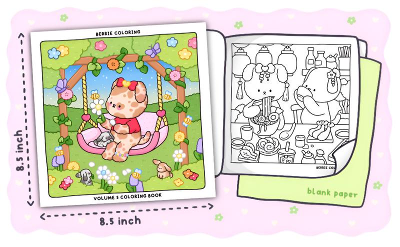Berrie Coloring Volume 5: Cute and Cozy Coloring Book for Adults & Kids Featuring Easy to Color Animal Illustrations and Adorable Scenes