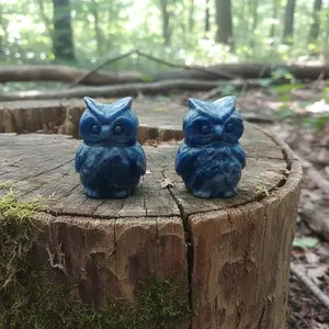 Sodalite Owl Carving 4cm | Wisdom & Intuition Crystal | Third Eye & Throat Chakra Stone