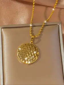 New Fashion Geometric Lattice Necklace, Hollow Out Copper Plated Jewelry, Elegant Gift for Girlfriend, Friend, Daily Wear