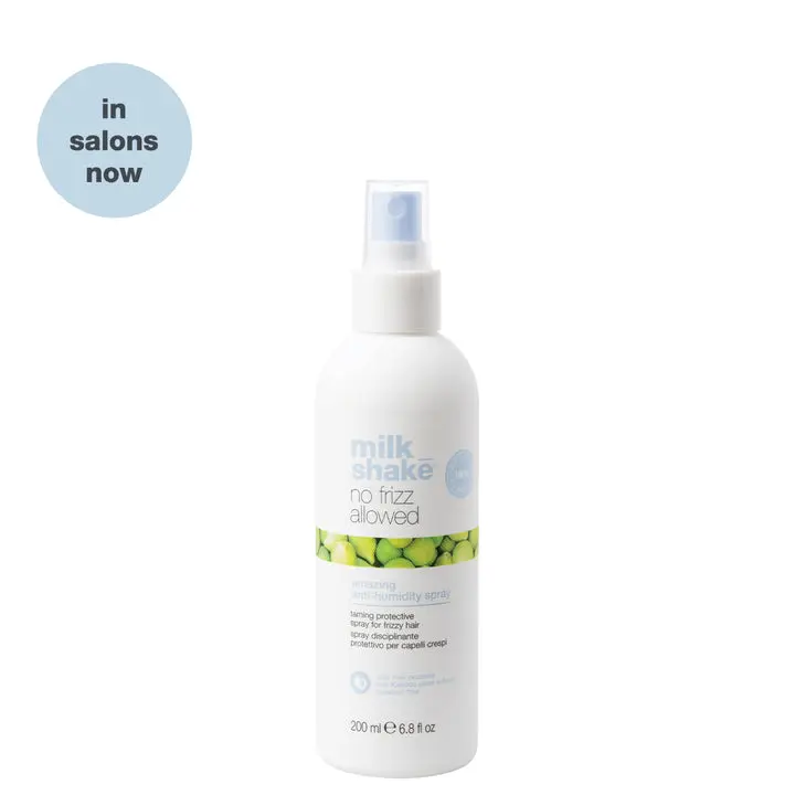 milk_shake no frizz allowed amazing anti-humidity spray | anti-frizz smoothing spray | humidity and heat protection for smooth, shiny hair | with milk proteins and fruit extract, 6.8 fl oz / 200