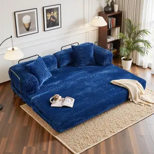 CAODOC Convertible Sofa Bed,Plush Corduroy Couch ,Folding Pull Out Sofa, No Assembly Boneless Couch for Living Room,Bedroom,Apartment