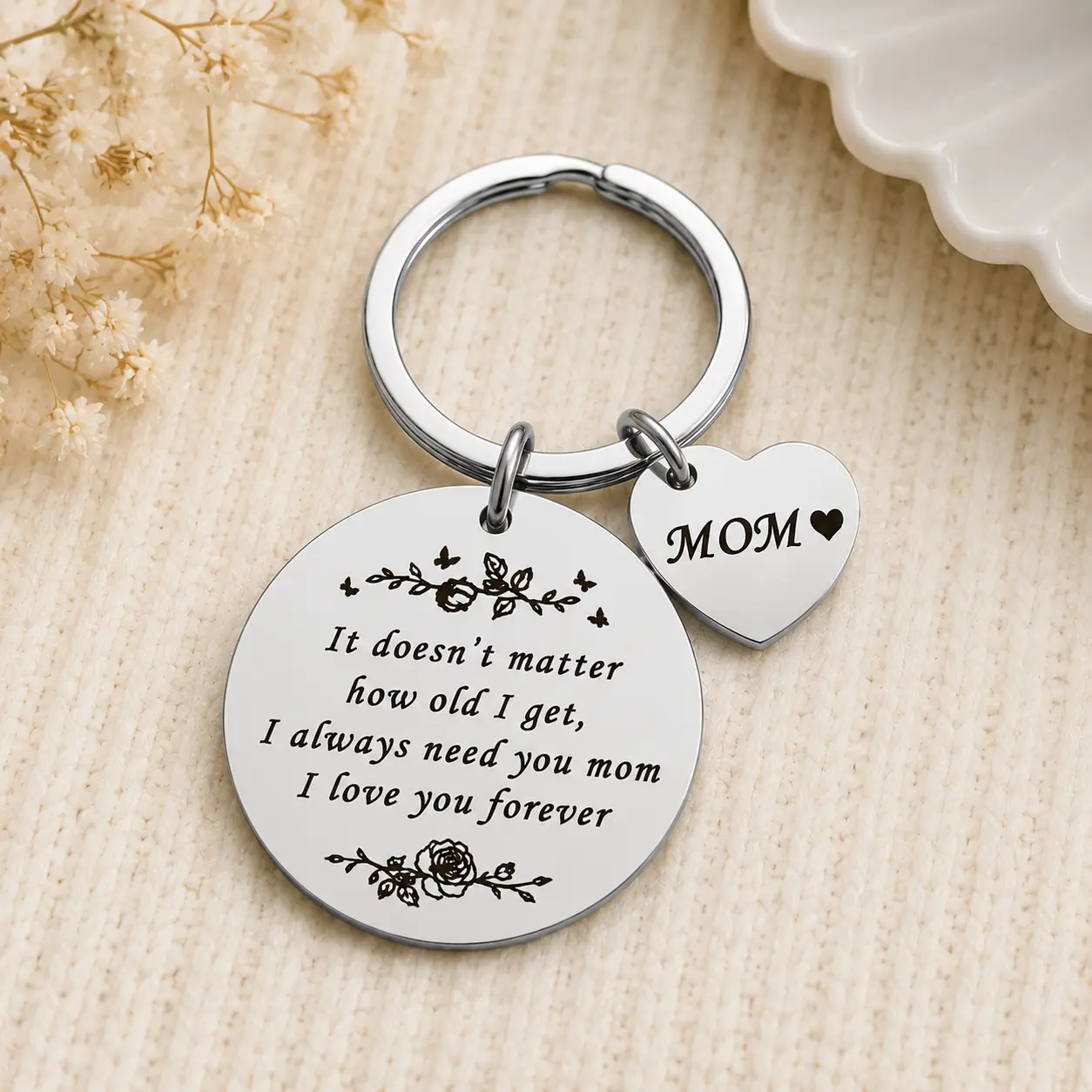 Mom Keychain Gift, “Remember I Love You Mom” Heart Keychain Perfect Gift for Mom
