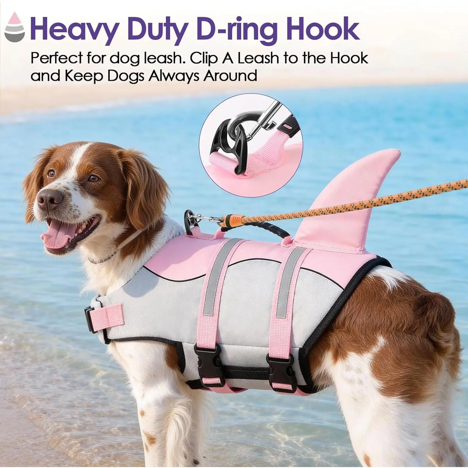 Ripstop Dog Life Jacket Floatation Life Vest for Small Medium Large Dogs, Lifesaver Swimsuit for Water Safety at Pool Beach Boating (M, Pink Shark) Ripstop Dog Life Jacket Floatation Life Vest for Small Medium Large Dogs, Lifesaver Swimsuit for Water Safety at Pool Beach Boating (M, Pink Shark)