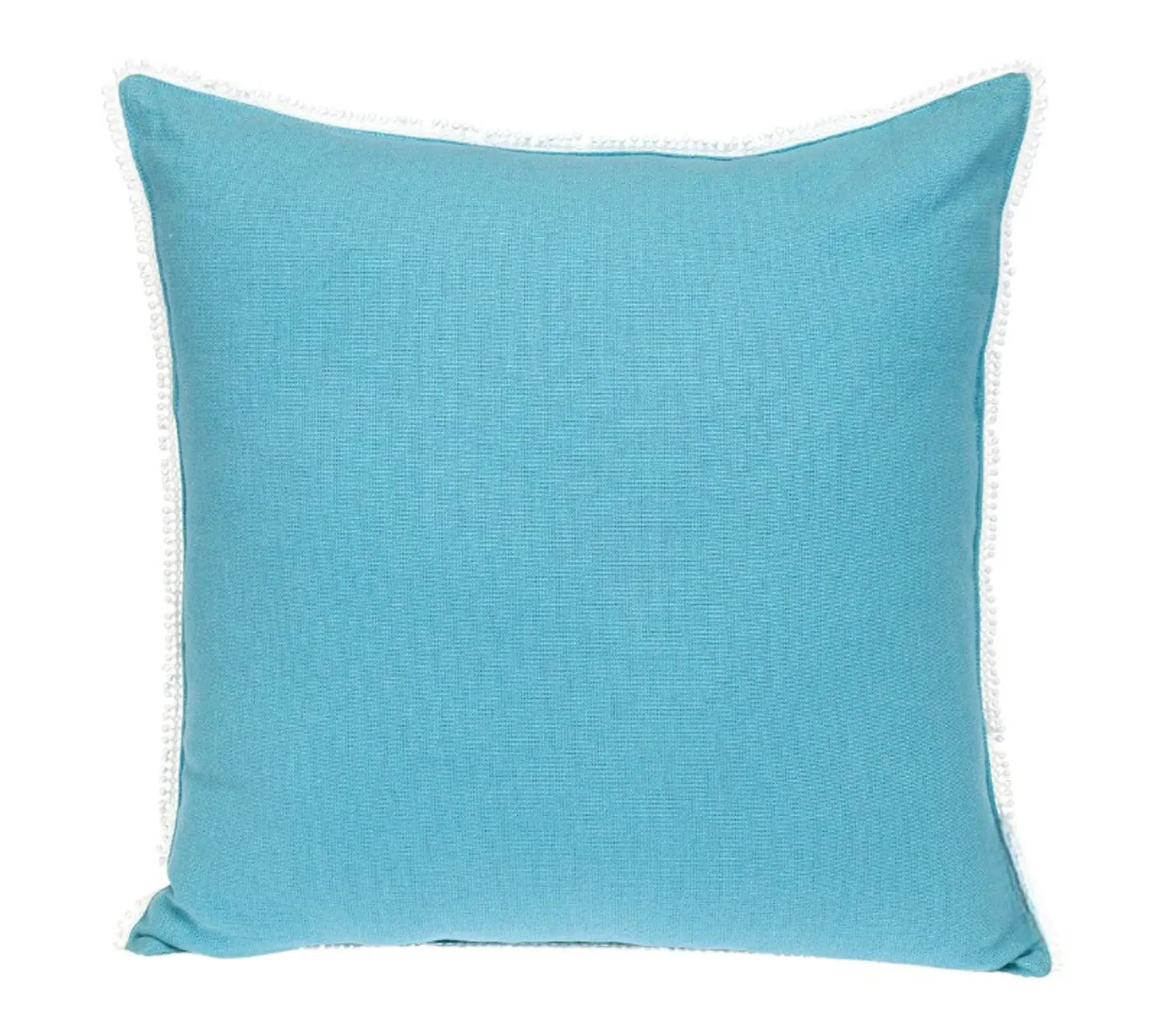 HomeRoots 16" Aqua Cotton Pillow w/ Scalloped Edges
