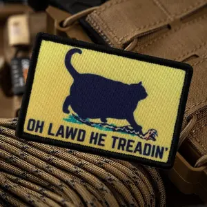 Oh Lawd He Treadin' Morale Tactical Patch Funny Cat Printed Hook&Loop Emblem Military Badge Armband Clothes Backpack Stickers