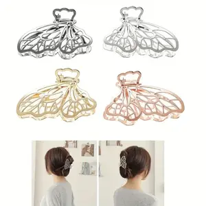 4PCS Butterfly Shape Metal Hair Claw Clips Hair Catch Barrette Jaw Clamp for Women Half Bun Hairpins for Thin Hair, Metal Hair Claw Gift for Women