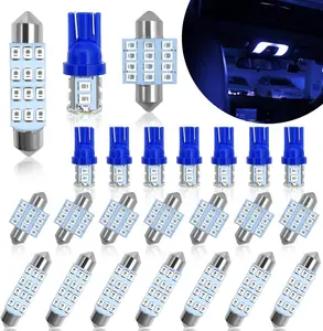 24-Piece Dome Light LED Car Bulb Kit Set, T10 31mm 42mm LED Festoon Bulbs, Vehicle Accessories for Car Interior Map Door Courtesy Replacement (Blue)