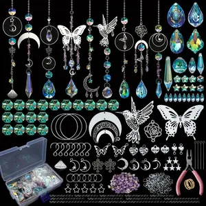 DIY Dream Catcher Kit, 400 Pieces Sunlight Capturer Set, Adult Crystal Craft Supplies, Prism Rainbow Maker, Home Wedding Garden Decor